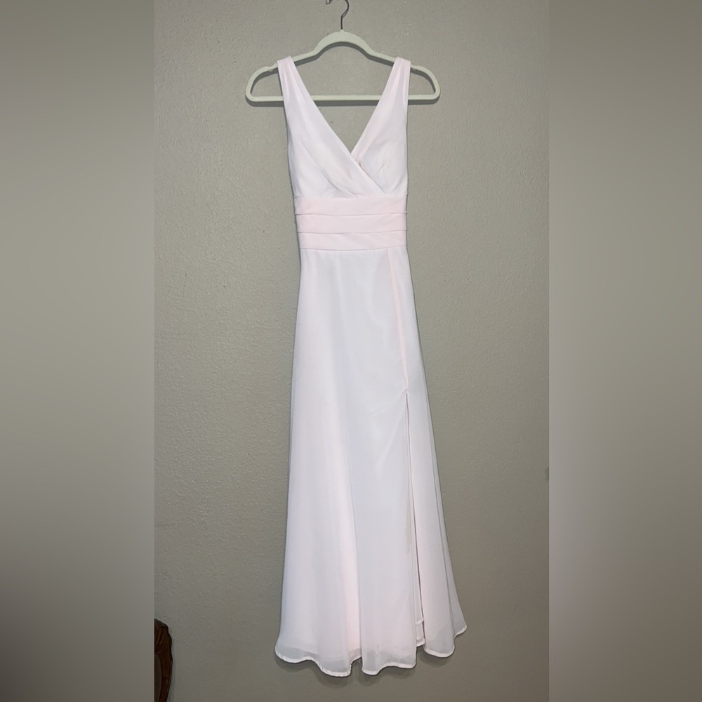 Azazie Light Pink V-Neck Bridesmaid Dress